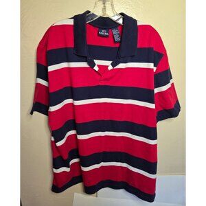 Vintage Bugle Boy Red, White And Blue Striped Polo Size XL Y2K